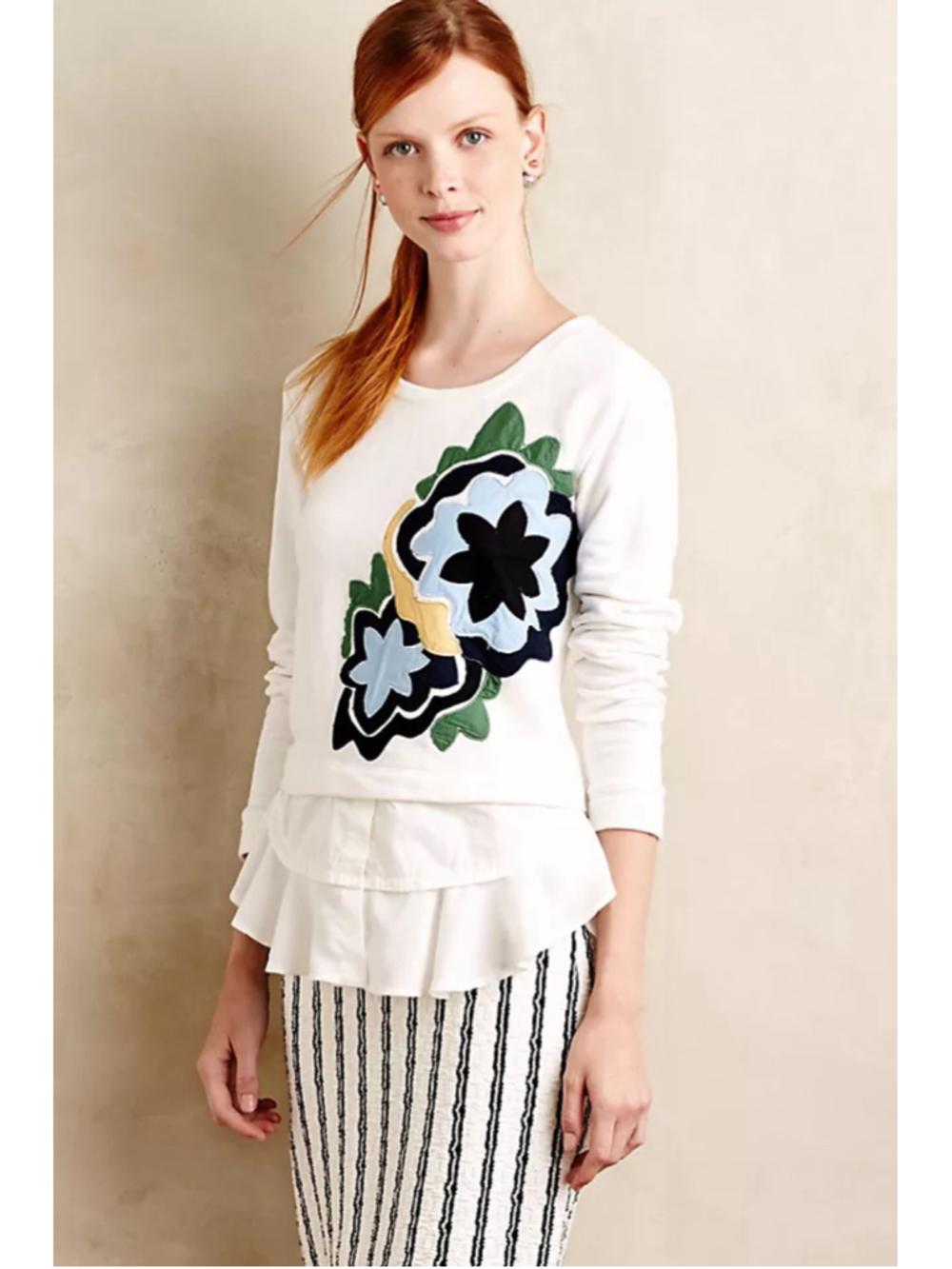 Rosalie Tiered Sweatshirt by Little Yellow Button for Anthropologie | Size S